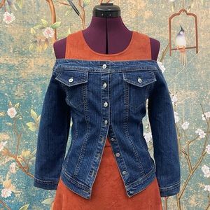 Vintage Collection Off-Shoulder Dark Blue Denim Jacket